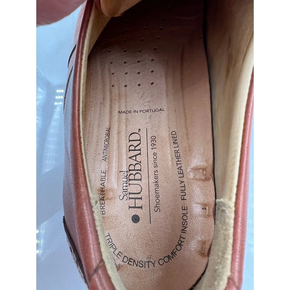 Samuel Hubbard Shoes Mens Sz 13W Loafers Whiskey Brown Leather Wingtip Oxford